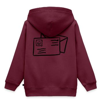 Brief Post Briefumschlag Sendung Nachricht - Kinder Premium Organic Hoodie - Burgunderrot - Hinten - AI Model Kid Female (0cm)