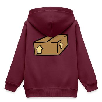 Paket Post Package Paquet - Kinder Premium Organic Hoodie - Burgunderrot - Hinten - AI Model Kid Female (0cm)