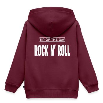 Tip of the day Rock n Roll - Kinder Premium Organic Hoodie - Burgunderrot - Hinten - AI Model Kid Female (0cm)