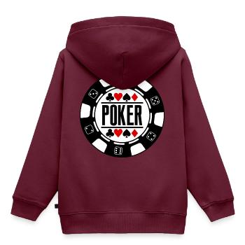 Poker - Kinder Premium Organic Hoodie - Burgunderrot - Hinten - AI Model Kid Female (0cm)