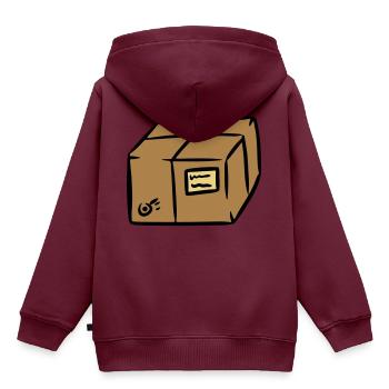 Paket package paquet Paketpost postman Sendung - Kinder Premium Organic Hoodie - Burgunderrot - Hinten - AI Model Kid Female (0cm)