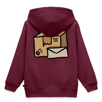 Versand Post Lieferung Symbol Paket Bote - Kinder Premium Organic Hoodie - Burgunderrot - Hinten - AI Model Kid Female (0cm)