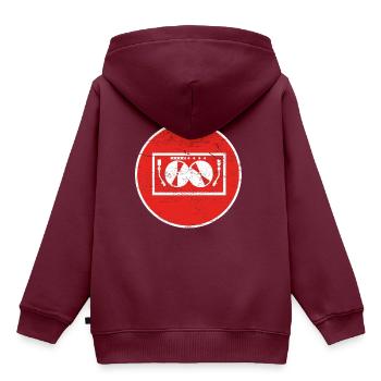 Geschenk TECHNO DJ ELECTRO - Kinder Premium Organic Hoodie - Burgunderrot - Hinten - AI Model Kid Female (0cm)