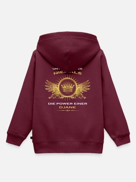 Geschenk Unterschaetze niemals Djane - Kinder Premium Organic Hoodie - Burgunderrot