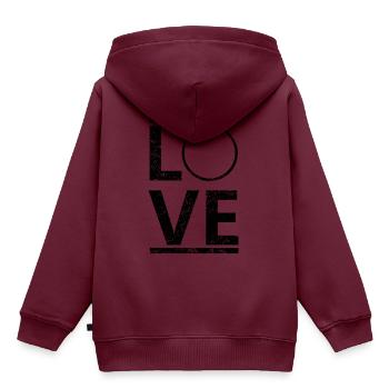 PERSONALISIERBAR liebe calling hobby king meister - Kinder Premium Organic Hoodie - Burgunderrot - Hinten - AI Model Kid Female (0cm)