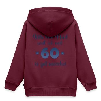 Bitte kein Neid weil ich mit 60 so gut aussehe! - Kinder Premium Organic Hoodie - Burgunderrot - Hinten - AI Model Kid Female (0cm)