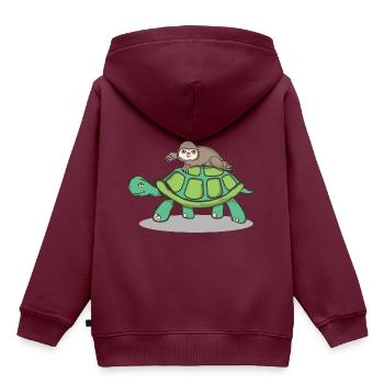 Faultier Rennen T-Shirt - Kinder Premium Organic Hoodie - Burgunderrot - Hinten - AI Model Kid Female (0cm)