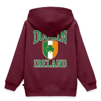 Dublin - Kinder Premium Organic Hoodie - Burgunderrot - Hinten - AI Model Kid Female (0cm)