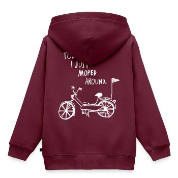 Moped - Motorrad - Kinder Premium Organic Hoodie - Burgunderrot - Hinten - AI Model Kid Female (0cm)