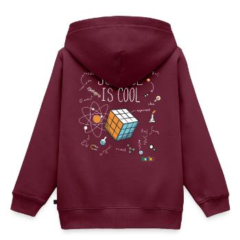 Rubik's Cube Science is Cool - Kinder Premium Organic Hoodie - Burgunderrot - Hinten - AI Model Kid Female (0cm)