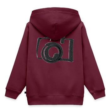 Kamera - Kinder Premium Organic Hoodie - Burgunderrot - Hinten - AI Model Kid Female (0cm)