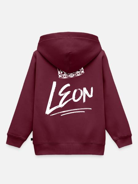Leon - Kinder Premium Organic Hoodie - Burgunderrot