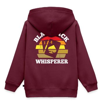 Blackjack Whisperer Funny Casino Gambling Card - Kinder Premium Organic Hoodie - Burgunderrot - Hinten - AI Model Kid Female (0cm)