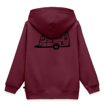Wohnwagen Camping Wohnanhänger - Kinder Premium Organic Hoodie - Burgunderrot - Hinten - AI Model Kid Female (0cm)