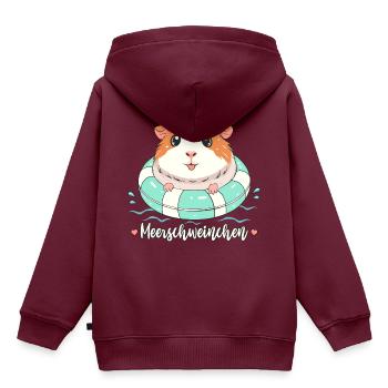 Meerschweinchen mit Schwimmring lustiges Wortspiel - Kinder Premium Organic Hoodie - Burgunderrot - Hinten - AI Model Kid Female (0cm)
