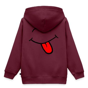 Boo! Smiley, dass die Zunge zieht - Kinder Premium Organic Hoodie - Burgunderrot - Hinten - AI Model Kid Female (0cm)