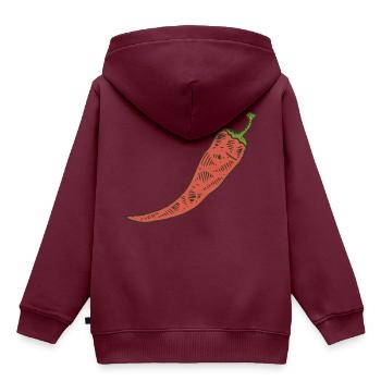 Chili Pepperoni scharf spicy - Kinder Premium Organic Hoodie - Burgunderrot - Hinten - AI Model Kid Female (0cm)