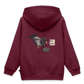 Traurige Taube - Kinder Premium Organic Hoodie - Burgunderrot - Hinten - AI Model Kid Female (0cm)