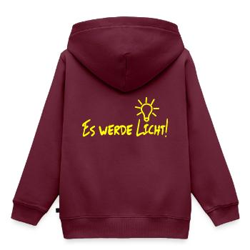 Es werde Licht! - Kinder Premium Organic Hoodie - Burgunderrot - Hinten - AI Model Kid Female (0cm)