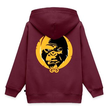 Grosser grimmiger Gorilla Kopf - Kinder Premium Organic Hoodie - Burgunderrot - Hinten - AI Model Kid Female (0cm)