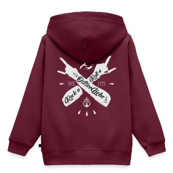 Ostseeliebe RocknRoll - Kinder Premium Organic Hoodie - Burgunderrot - Hinten - AI Model Kid Female (0cm)