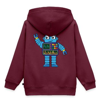 Kleiner blauer Roboter - Kinder Premium Organic Hoodie - Burgunderrot - Hinten - AI Model Kid Female (0cm)