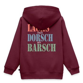 Lachs mich Dorsch am Barsch, lustiger Spruch, Koch - Kinder Premium Organic Hoodie - Burgunderrot - Hinten - AI Model Kid Female (0cm)