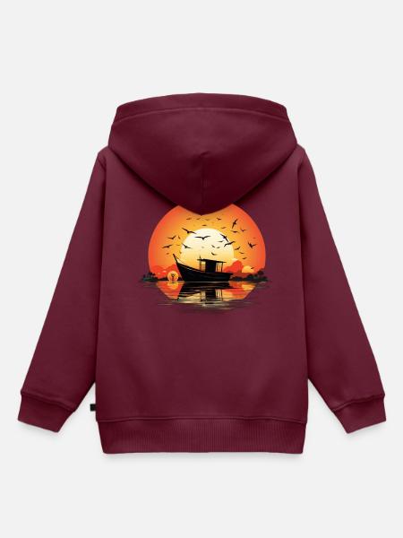Schiff bei Sonnenaufgang - Kinder Premium Organic Hoodie - Burgunderrot
