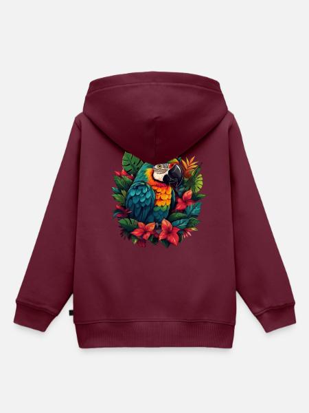 Tropen Papagei - Kinder Premium Organic Hoodie - Burgunderrot