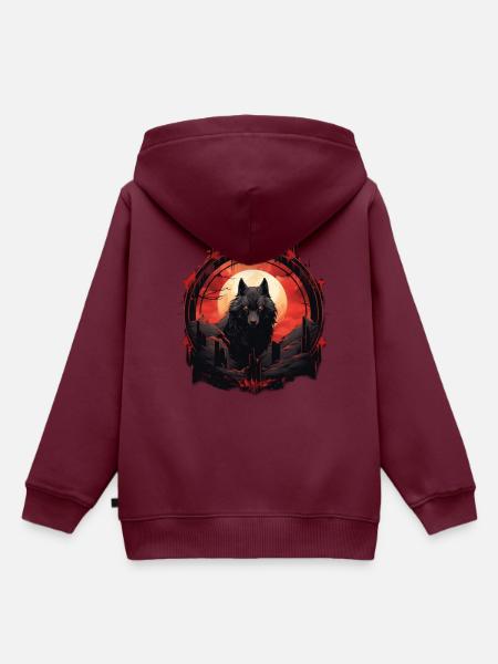 Dystopischer Wolfenkreis - Kinder Premium Organic Hoodie - Burgunderrot