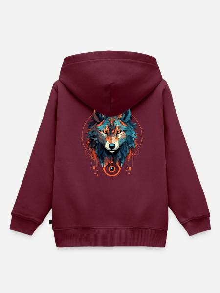 Mystischer Wolfskreis - Kinder Premium Organic Hoodie - Burgunderrot