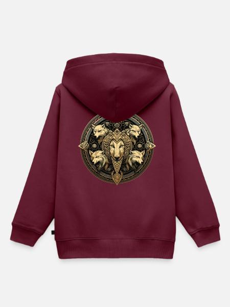 Mystischer Wolfskreis - Kinder Premium Organic Hoodie - Burgunderrot