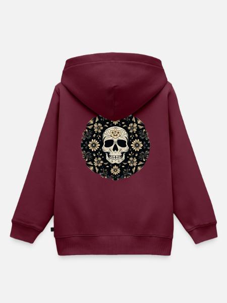 Skull Whirlwind Circle - Kinder Premium Organic Hoodie - Burgunderrot