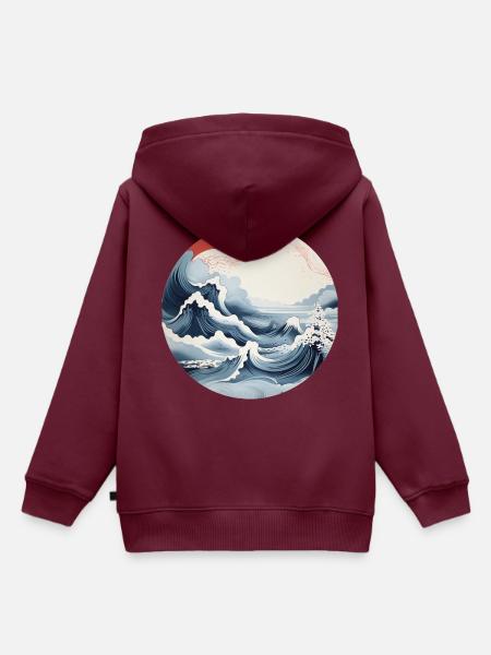 Kiku-Peak - Kinder Premium Organic Hoodie - Burgunderrot