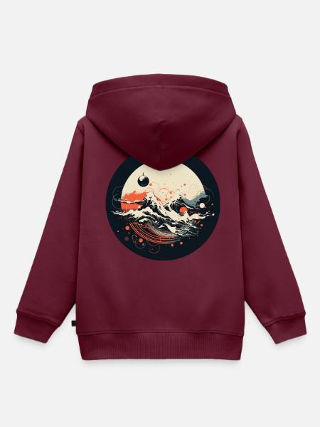Kiku-Peak - Kinder Premium Organic Hoodie - Burgunderrot