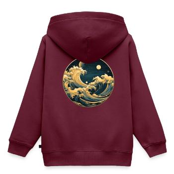 Tribal Tide Fusion - Kinder Premium Organic Hoodie - Burgunderrot - Hinten - AI Model Kid Female (0cm)
