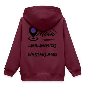 Westerland mein Lieblingsort-Lieblingsinsel Sylt - Kinder Premium Organic Hoodie - Burgunderrot - Hinten - AI Model Kid Female (0cm)