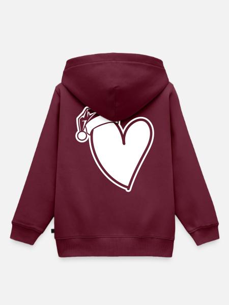 Herz Weihnachtsmütze - Kinder Premium Organic Hoodie - Burgunderrot