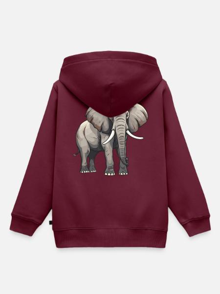 Elefant Tier - Kinder Premium Organic Hoodie - Burgunderrot