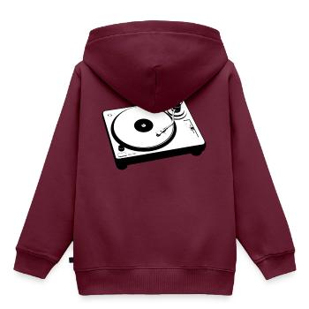 Vinyl Plattenspieler / Turntable - Kinder Premium Organic Hoodie - Burgunderrot - Hinten - AI Model Kid Female (0cm)