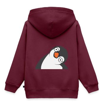 Pinguin - Kinder Premium Organic Hoodie - Burgunderrot - Hinten - AI Model Kid Female (0cm)