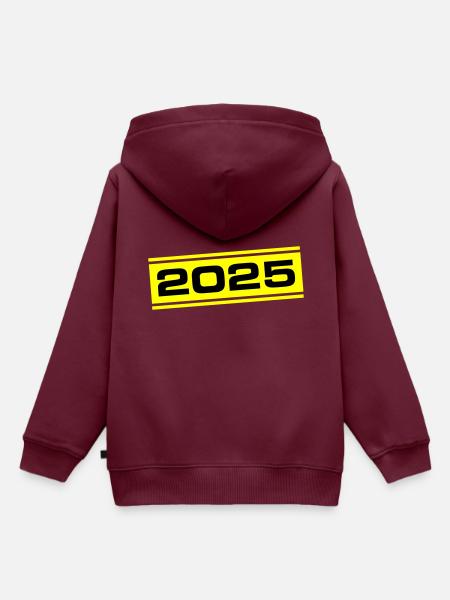 2025 Jahr - Kinder Premium Organic Hoodie - Burgunderrot