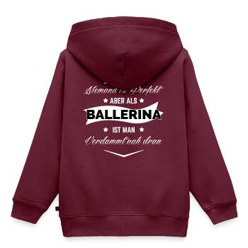 BALLERINA - Kinder Premium Organic Hoodie - Burgunderrot - Hinten - AI Model Kid Female (0cm)