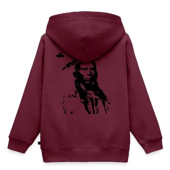 indian indianer american tent zelt teepee tomahawk - Kinder Premium Organic Hoodie - Burgunderrot - Hinten - AI Model Kid Female (0cm)