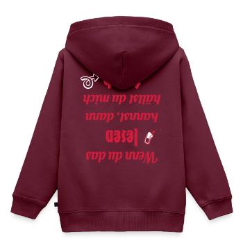 Baby steht Kopf - Kinder Premium Organic Hoodie - Burgunderrot - Hinten - AI Model Kid Female (0cm)