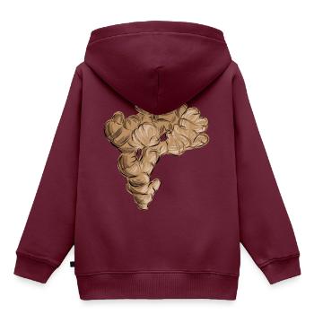 Ingwer, Gemüse, Essen, Kochen, Ingwer-Wurzel - Kinder Premium Organic Hoodie - Burgunderrot - Hinten - AI Model Kid Female (0cm)
