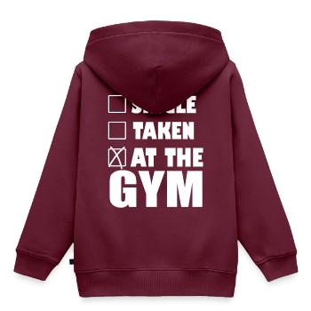 Beim Training - Kinder Premium Organic Hoodie - Burgunderrot - Hinten - AI Model Kid Female (0cm)