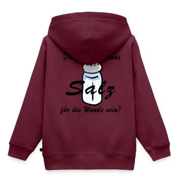 Darf es noch etwas Salz für die Wunde sein? - Kinder Premium Organic Hoodie - Burgunderrot - Hinten - AI Model Kid Female (0cm)