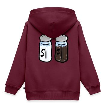 Salz und Pfeffer - Kinder Premium Organic Hoodie - Burgunderrot - Hinten - AI Model Kid Female (0cm)