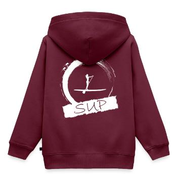 SUP - Kinder Premium Organic Hoodie - Burgunderrot - Hinten - AI Model Kid Female (0cm)